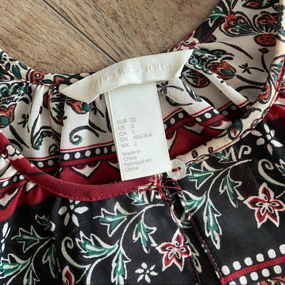 H&M Conscious Burgundy Floral Chiffon Maxi Dress - Picture 8 of 8